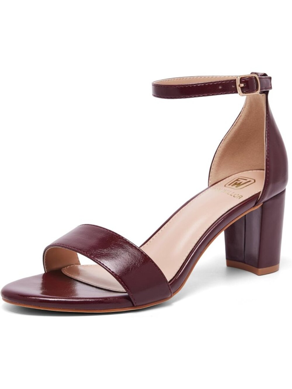 Women's Red Pu Open Toe Adjustable Ankle Strap Low Chunky Block Heel Sandals
